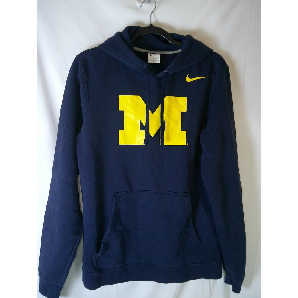 Nike‎ Michigan Wolverines Hoodie Mens Small Navy Blue Yellow Pullover Sweatshirt